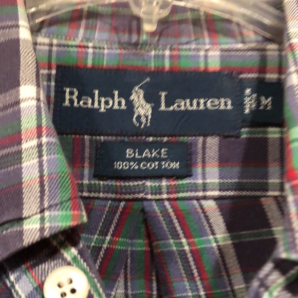Ralph Lauren size Medium “Blake” 100# Cotton Plaid Long Sleeve Shirt  Gray - Picture 5 of 7